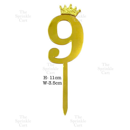 Acrylic Number Cake Topper Glitter Crown Diamond Happy Birthday Number Cupcake Topper