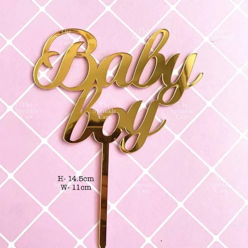 Gender Reveal Acrylic and Paper Cake Topper Decoration TSC