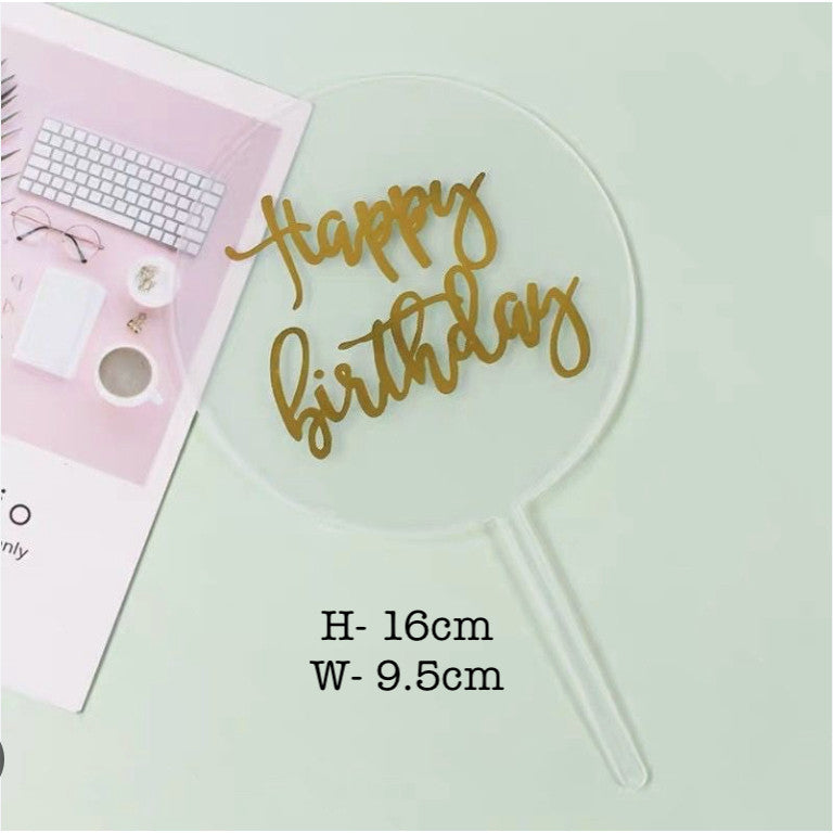Transparent Happy Birthday Acrylic Topper Cake Decoration TSC
