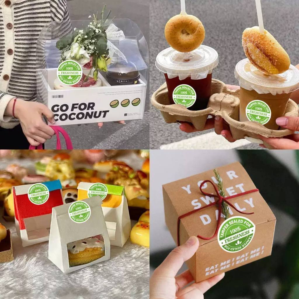 Food Box Sticker Label with Statement and Sticky Tape TSC