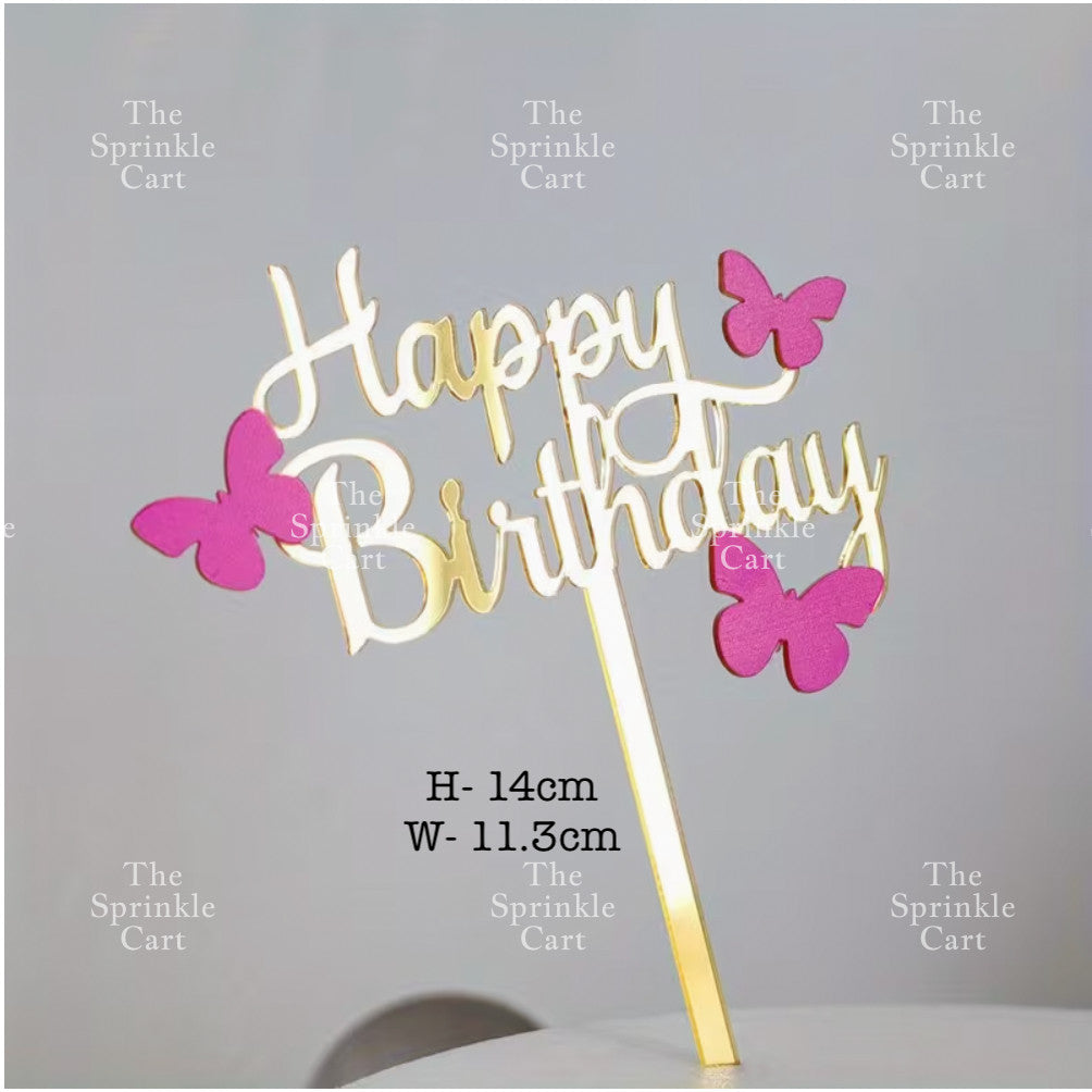 Acrylic Glitter Paper Happy Birthday Mr & Mrs Girl Boy Cake Topper Party Supplies
