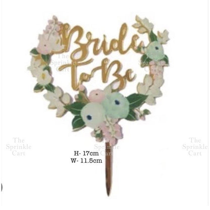 Floral Acrylic Topper Birthday Anniversary Bride to be Mr & Mrs Wedding Anniversary