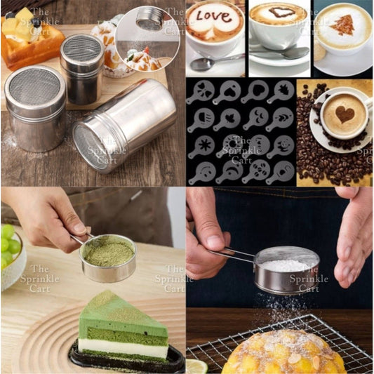 Stainless Steel Chocolate Shaker with cover Icing Sugar Powder Coffee Sifter Strainer