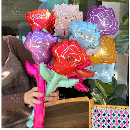 Metallic Flower Heart Balloon with OPP Wrapper and Ribbon Set TSC