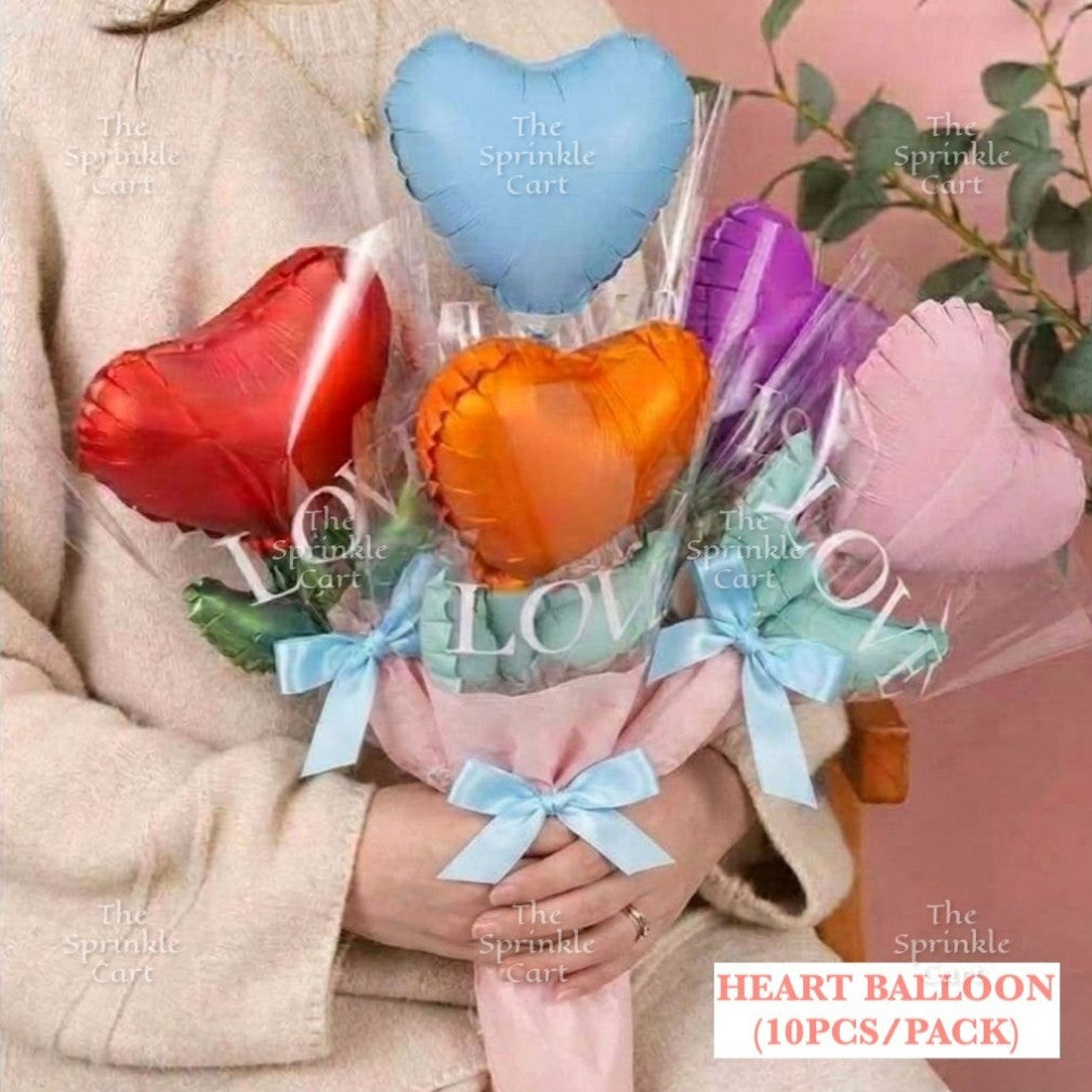Metallic Flower Heart Balloon with OPP Wrapper and Ribbon Set TSC