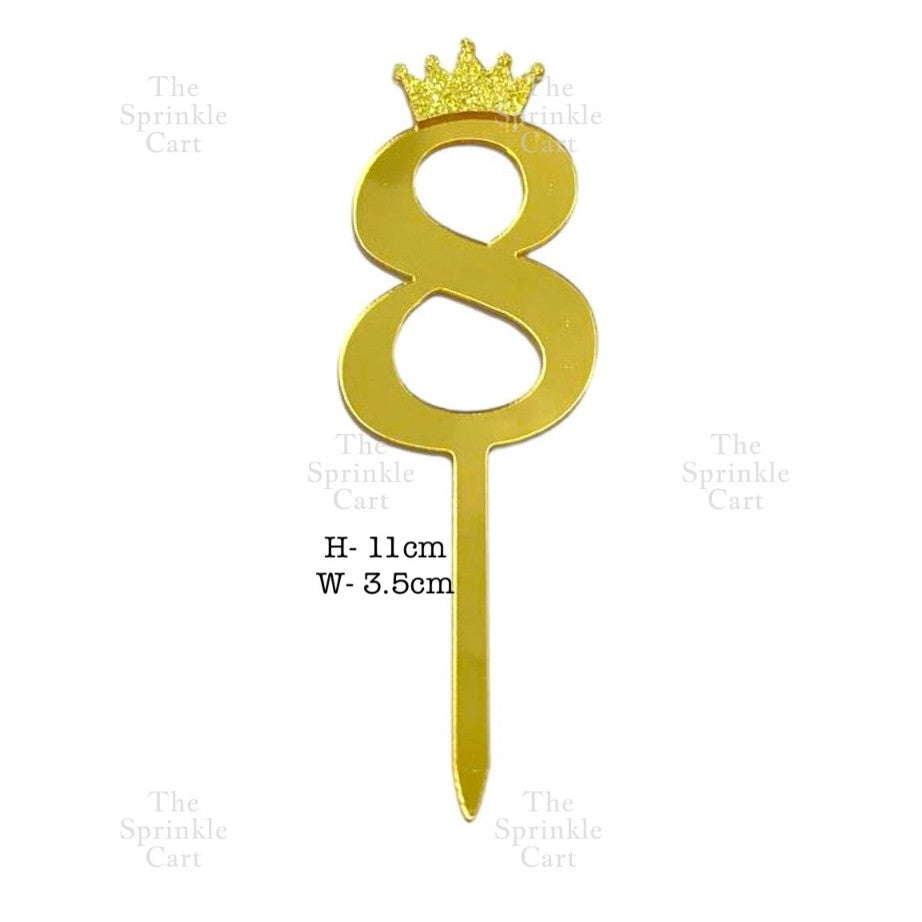 Acrylic Number Cake Topper Glitter Crown Diamond Happy Birthday Number Cupcake Topper