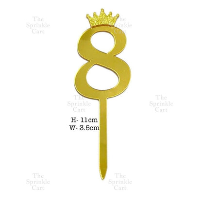 Acrylic Number Cake Topper Glitter Crown Diamond Happy Birthday Number Cupcake Topper