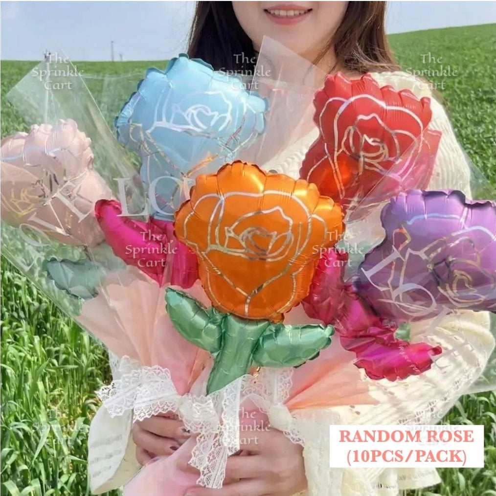 Metallic Flower Heart Balloon with OPP Wrapper and Ribbon Set TSC