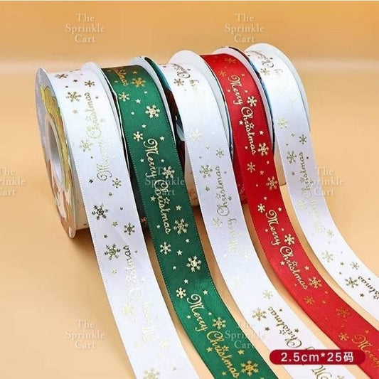 Satin Ribbon Christmas Birthday Valentines Plain and Printed Designs for Gift Wrapping and DIY Craft TSC