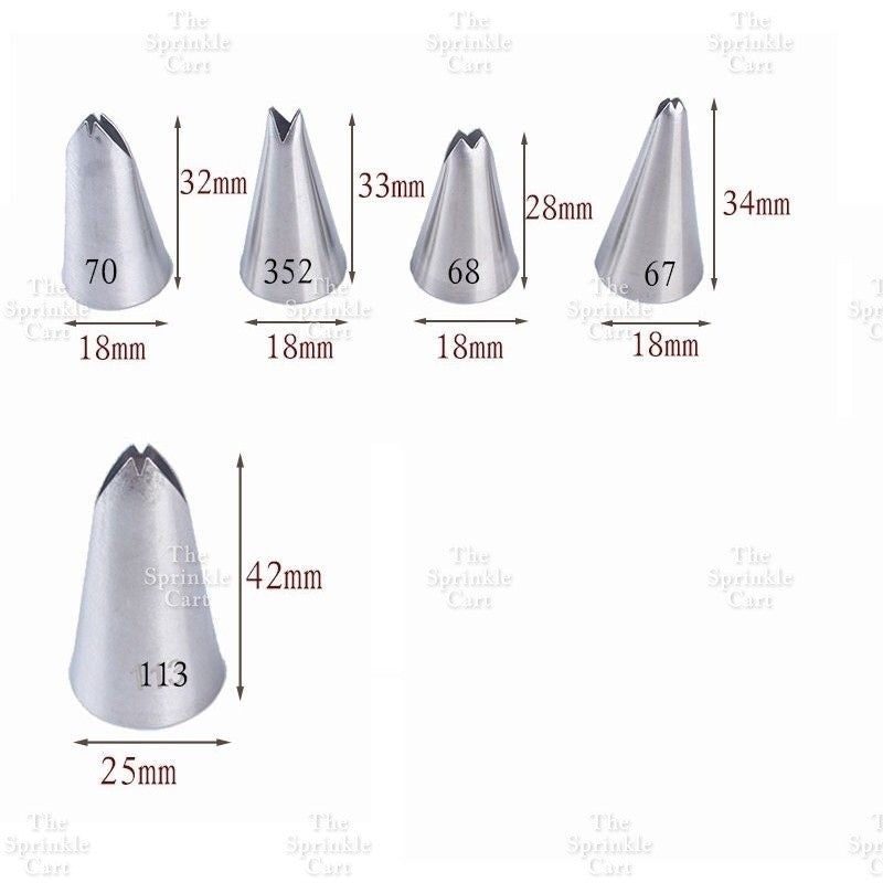 1M 2F 2D 6B 195 Nozzle Tip for Cake Icing Buttercream Pastry Decoration TSC