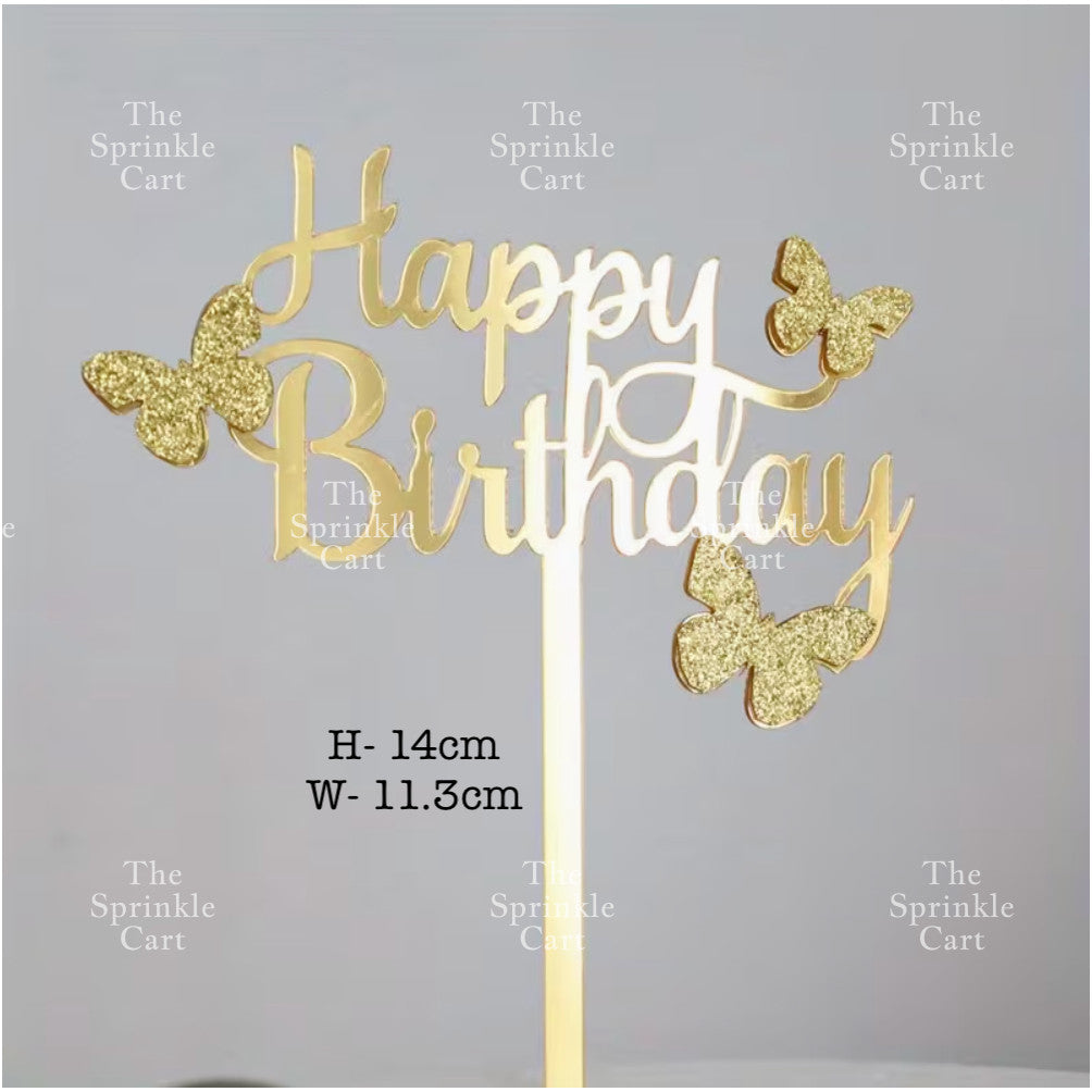 Acrylic Glitter Paper Happy Birthday Mr & Mrs Girl Boy Cake Topper Party Supplies
