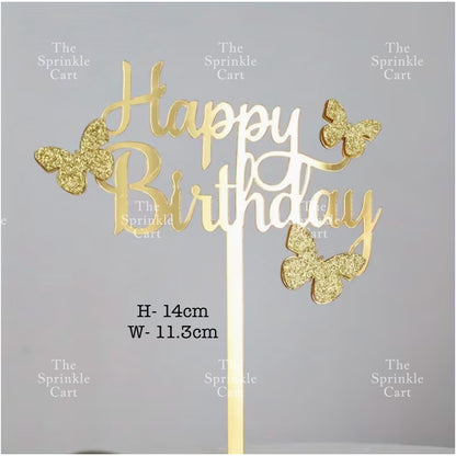Acrylic Glitter Paper Happy Birthday Mr & Mrs Girl Boy Cake Topper Party Supplies