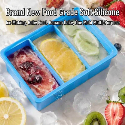 Random Color Silicone Ice Mold Tray with Lid Food Grade Compartment TSC