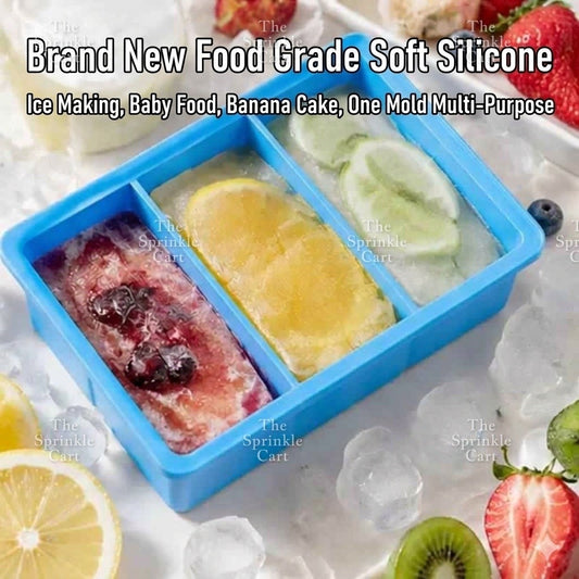 Random Color Silicone Ice Mold Tray with Lid Food Grade Compartment TSC