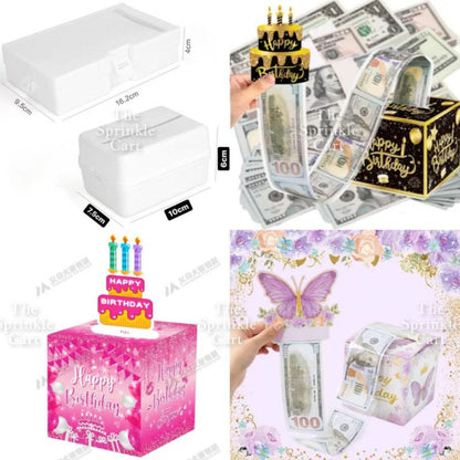 Surprise Money Pulling Box with Plastic for Cake and DIY Gift Birthday Christmas and Other Occasions TSC
