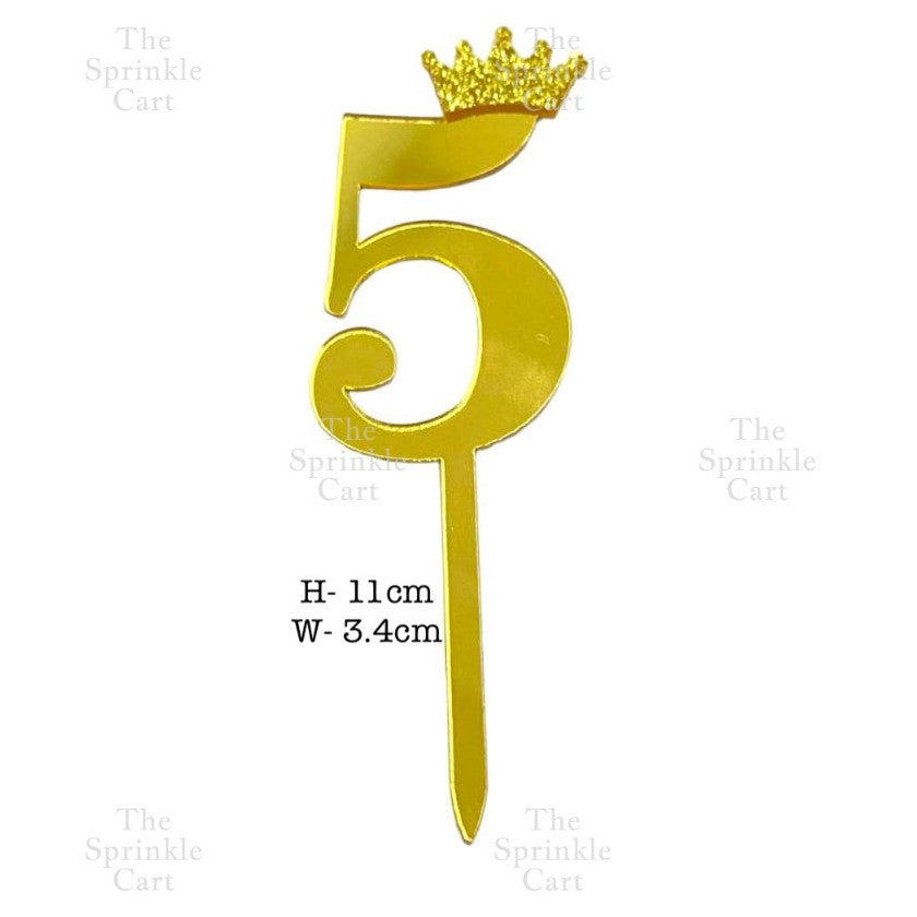 Acrylic Number Cake Topper Glitter Crown Diamond Happy Birthday Number Cupcake Topper