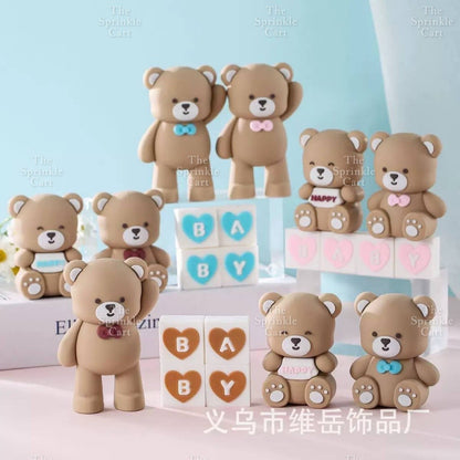 Bear Polymer Vinyl Toy Cake Topper for Baby Boy Girl Birthday Christening Party TSC