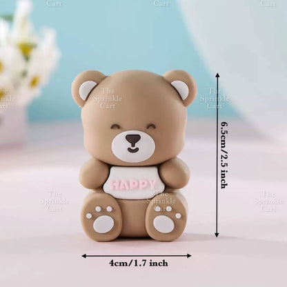 Bear Polymer Vinyl Toy Cake Topper for Baby Boy Girl Birthday Christening Party TSC