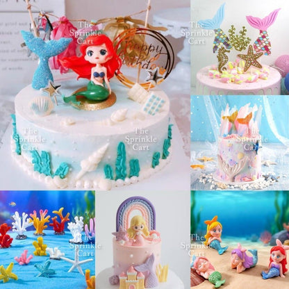 Mermaid Theme Toy Topper Silicone Molder Stencil for Cake Decoration TSC