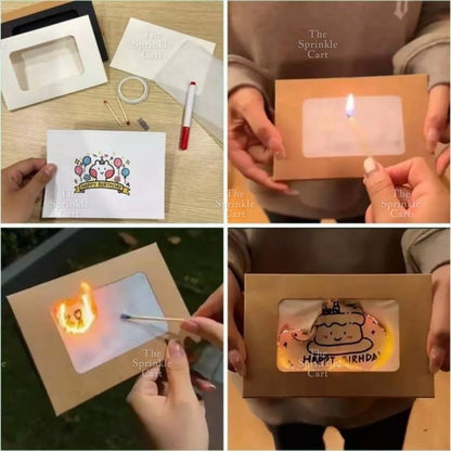 Surprise Burning Card DIY Magic Fire Hidden Message Greeting Reveal TSC