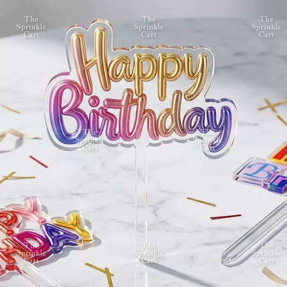 Acrylic Glitter Paper Happy Birthday Mr & Mrs Girl Boy Cake Topper TSC