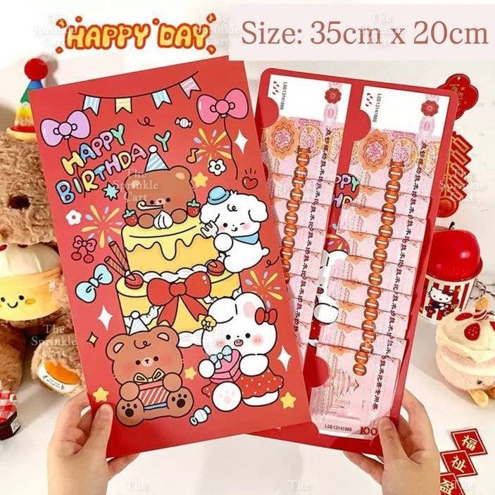 Surprise Money Accordion Angpao Envelope for Birthday Christmas Valentines and Mothers Day TSC