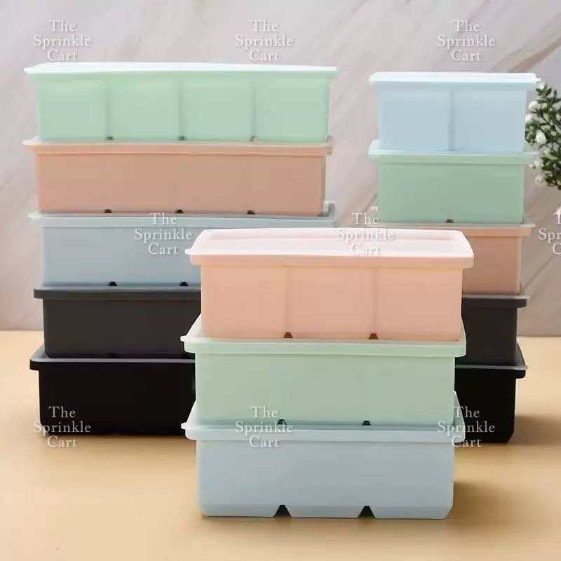 Random Color Silicone Ice Mold Tray with Lid Food Grade Compartment TSC