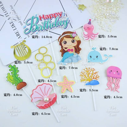 Mermaid Theme Toy Topper Silicone Molder Stencil for Cake Decoration TSC