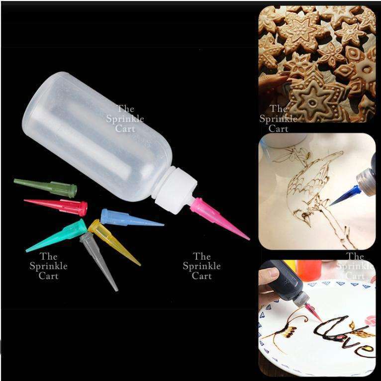 50ml Dispensing Plastic Bottle with Needle and Nozzle for Cake Decoration and DIY Arts TSC