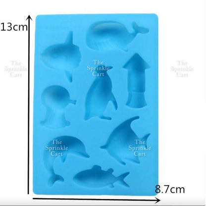 Mermaid Theme Toy Topper Silicone Molder Stencil for Cake Decoration TSC