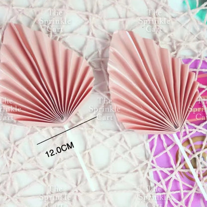 Leaf Fan Cake Toppers Paper Folding Butterfly Paper Topper Mini Paper Fan Round Cake Decoration
