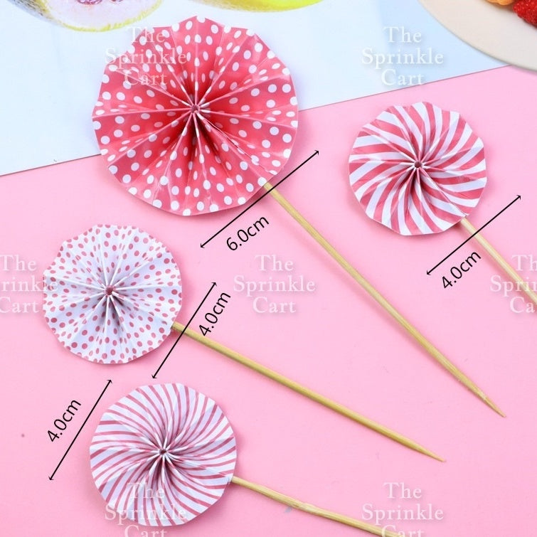 Leaf Fan Cake Toppers Paper Folding Butterfly Paper Topper Mini Paper Fan Round Cake Decoration