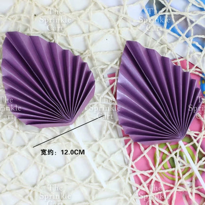 Leaf Fan Cake Toppers Paper Folding Butterfly Paper Topper Mini Paper Fan Round Cake Decoration