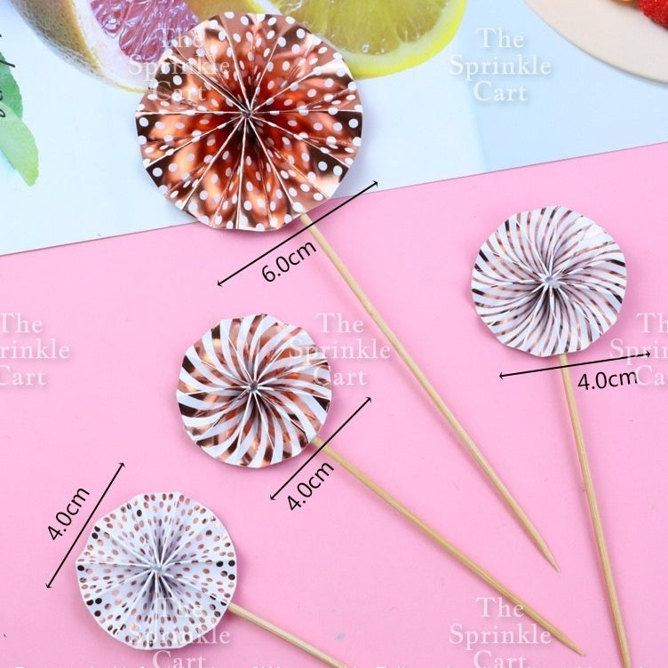 Leaf Fan Cake Toppers Paper Folding Butterfly Paper Topper Mini Paper Fan Round Cake Decoration