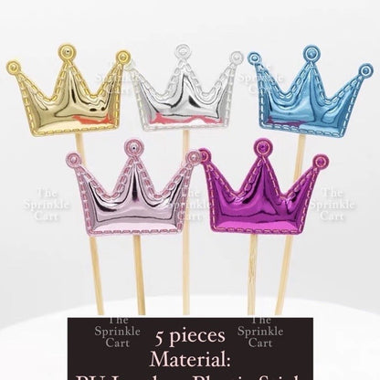 5pcs Metallic Star Heart Crown Cake Birthday Topper