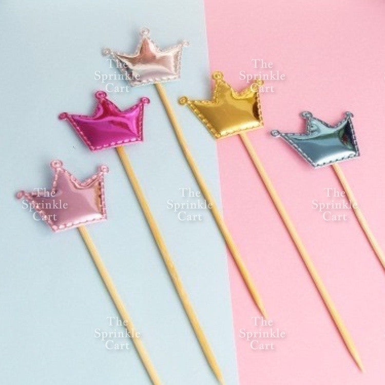 5pcs Metallic Star Heart Crown Cake Birthday Topper