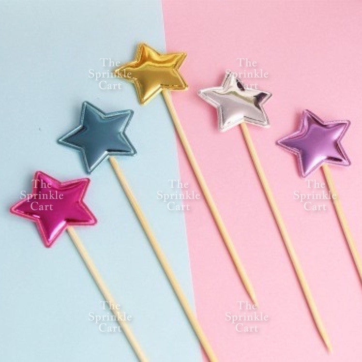 5pcs Metallic Star Heart Crown Cake Birthday Topper