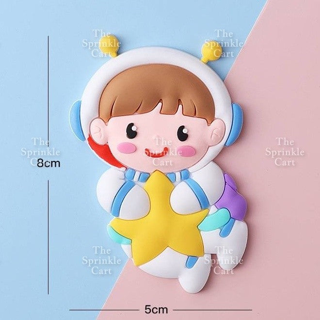 Astronaut Figurine Aviation Rocket Cupcake Decorations for Outer Space Planet Theme Birthday Party