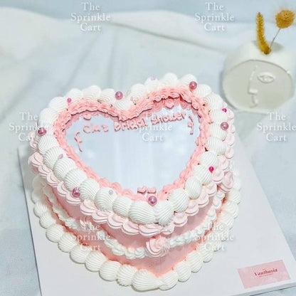 Acrylic Mirror Selfie Happy Birthday Cake DIY Round Heart Shape Mirror Topper Decoration