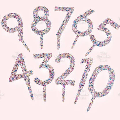 Acrylic Number Cake Topper Glitter Crown Diamond Happy Birthday Number Cupcake Topper