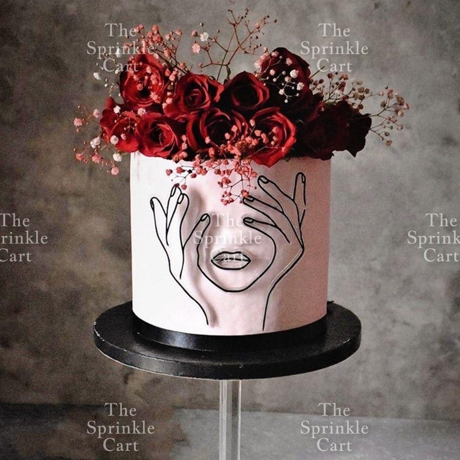 Minimalist Acrylic Flower / Face Girl Birthday Wedding Cake Decoration