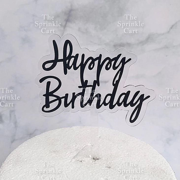 Acrylic Glitter Paper Happy Birthday Mr & Mrs Girl Boy Cake Topper Party Supplies