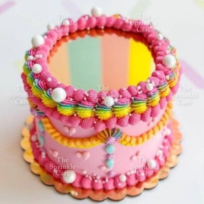Acrylic Mirror Selfie Happy Birthday Cake DIY Round Heart Shape Mirror Topper Decoration