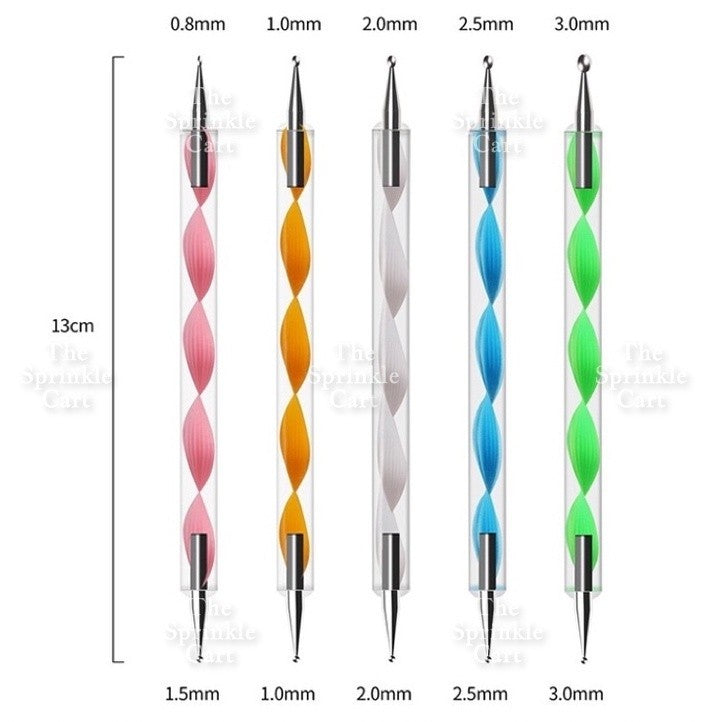 5pcs Dotting Tool Dual tip for Fondant Gumpaste Face Sculpting Nail art Clay Sculpture Cake