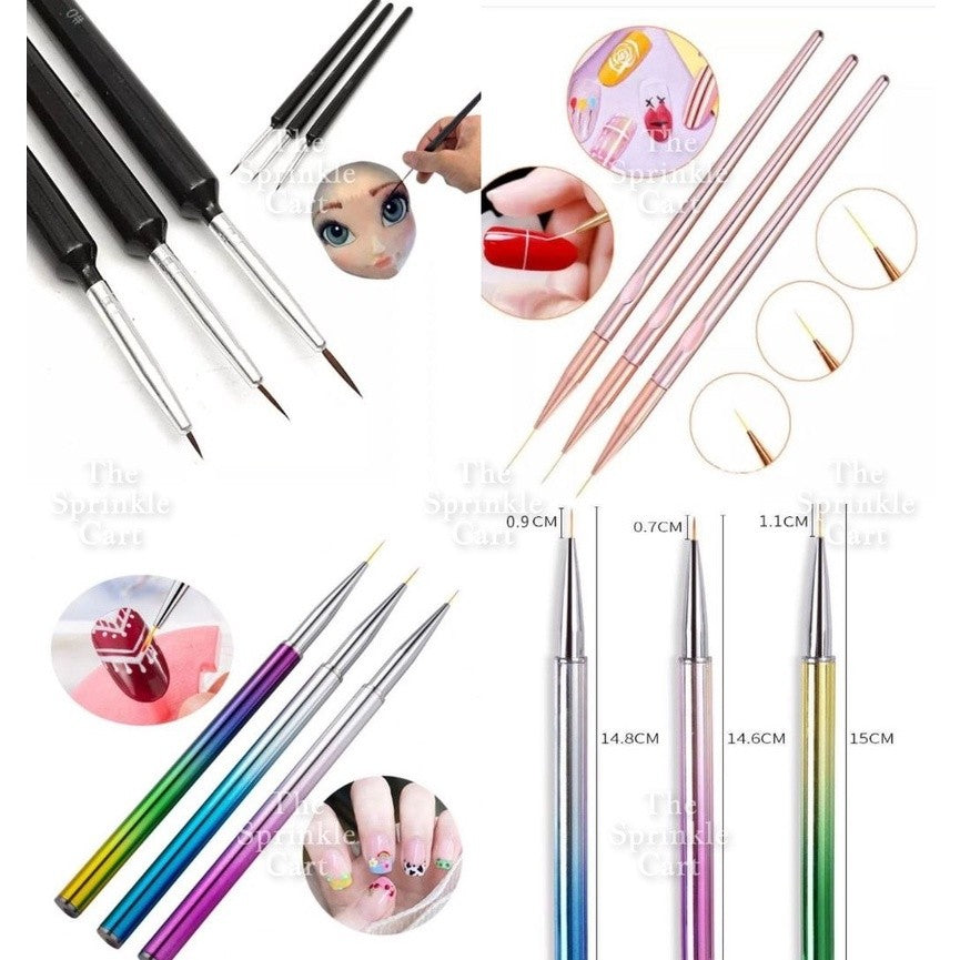3pcs Fine tip Brush Fine Detail Brush for Drawing painting Sculpting Cake Nail Art