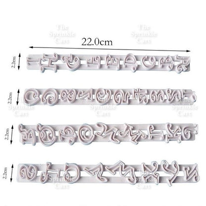 4pcs Wave Grass / Letter Fondant Cookie Cutter Set Cake Decorating Molder tsc