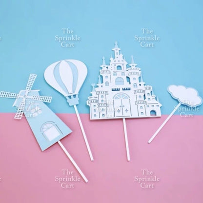 Castle Prince Princess Cake Paper and Acrylic Topper TSC