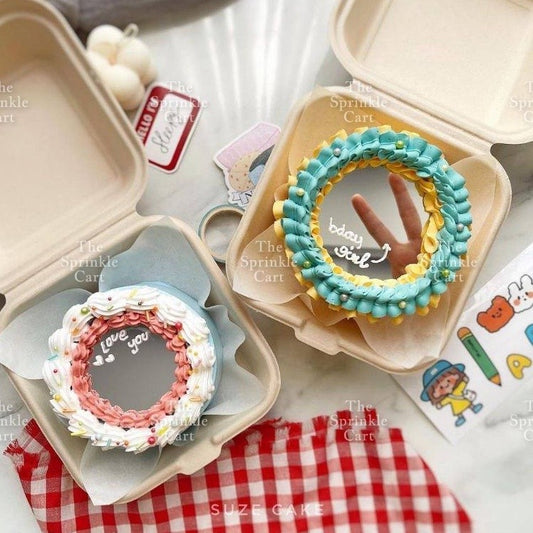 Acrylic Mirror Selfie Happy Birthday Cake DIY Round Heart Shape Mirror Topper Decoration