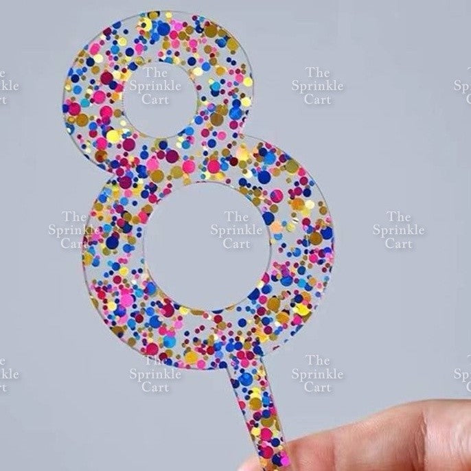 Acrylic Number Cake Topper Glitter Crown Diamond Happy Birthday Number Cupcake Topper