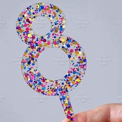 Acrylic Number Cake Topper Glitter Crown Diamond Happy Birthday Number Cupcake Topper
